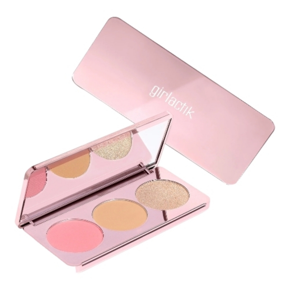 Girlactik Blush Me & Glow Face Palette 3×2.8g Blush Highlighter Light Shades NIB